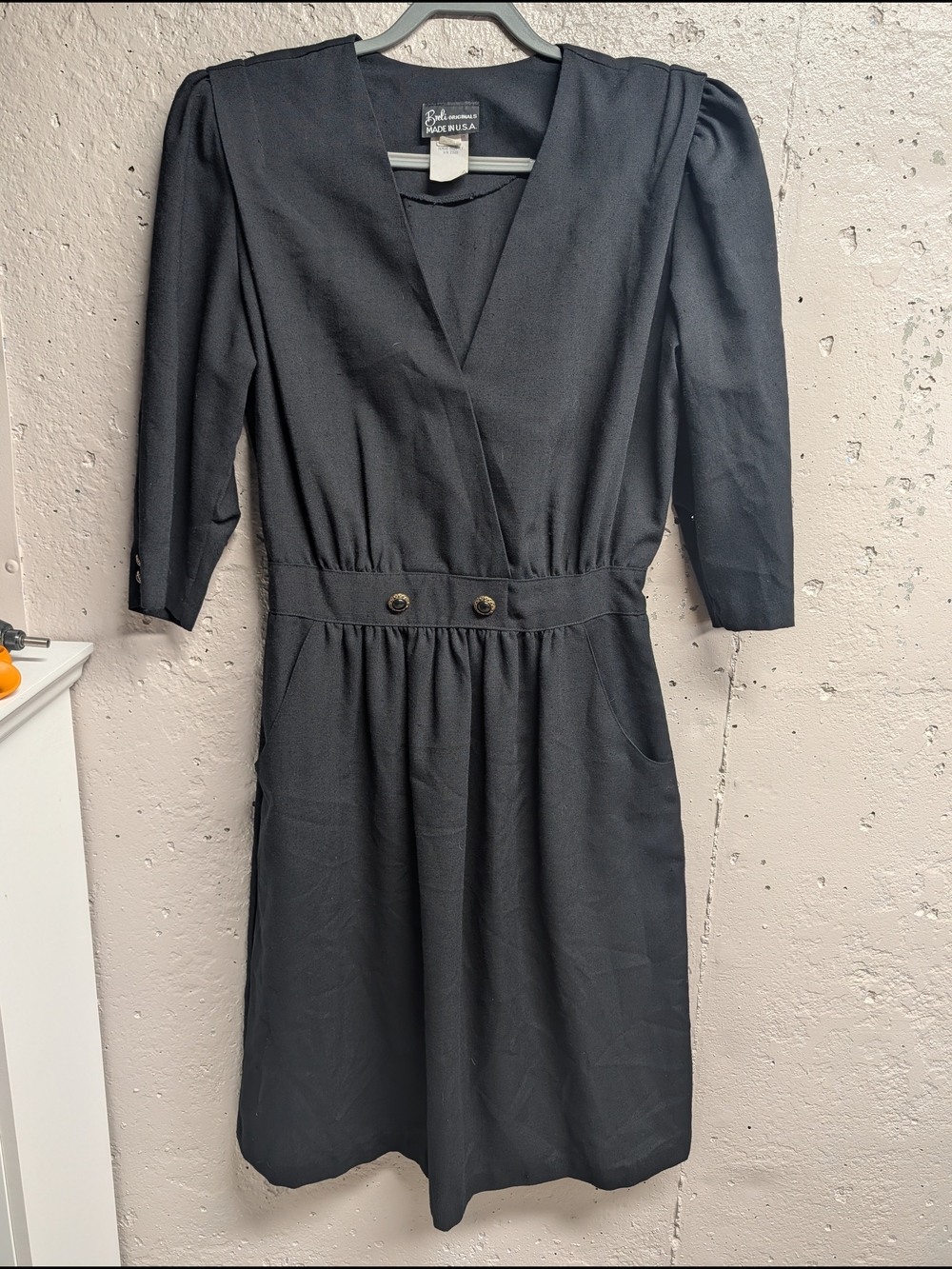 Vintage 80s Breli Originals Power Dress Puff Sleeve USA Made